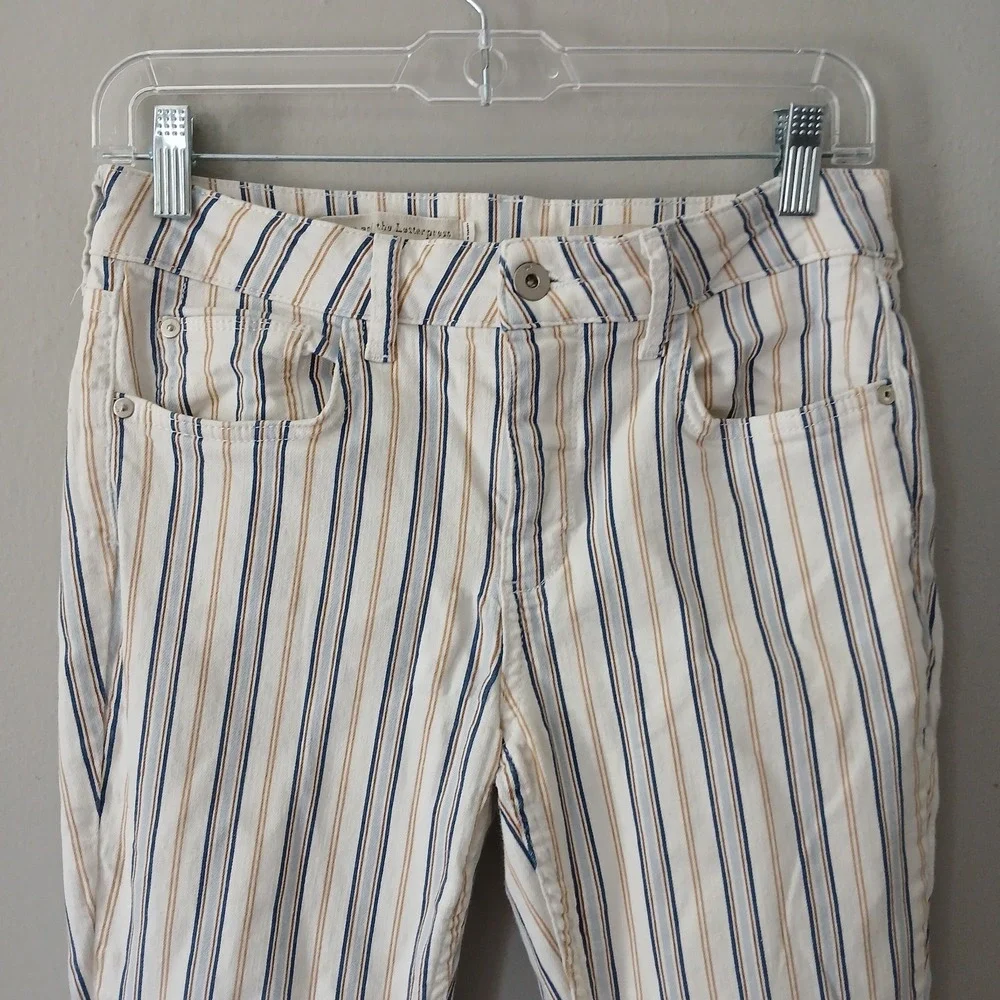 Anthropologie Pilcro Women's Size 27 High Rise Boot Cut Pants Raw Hem Striped
